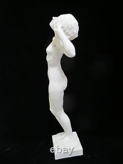 Art Deco HUTSCHENREUTHER White Porcelain Stretching NUDE Female 23 Sculpture