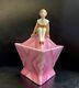 Art Deco Half Doll Covered Dresser Jar Powder Box Bavaria Pink Lady
