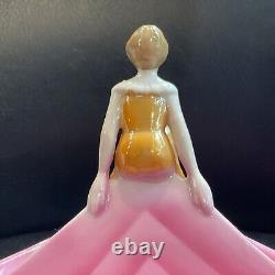 Art Deco Half Doll Covered Dresser Jar Powder Box Bavaria Pink Lady