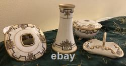 Art Deco Hand Painted Porcelain Opponent Era 1891-1921 6 Pieces