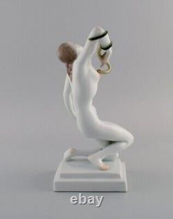 Art Deco Herend porcelain figurine. Cleopatra with snake. Mid-20th century