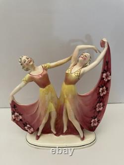 Art Deco Hertwig & Company Katzhutte Porcelain Figurine Dancing Lady Germany