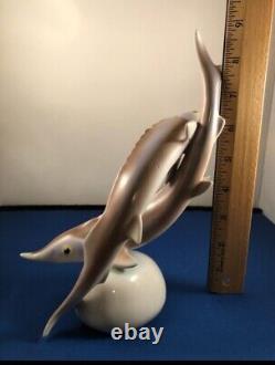 Art Deco Hollóháza Fischskulptur Figure Of Two Fishes-Porcelain, Hungary MARKED