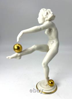 Art Deco Hutschenreuther Nude Figure With Gold Balls by Carl Werner