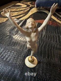 Art Deco Hutschenreuther Nude Lady On Gold Ball Figurine (NBS-D)