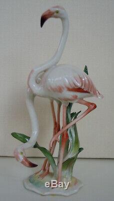 Art Deco Hutschenreuther-rosenthal Porcelain Flamingo Couple Bird Figurine