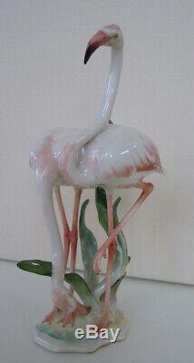 Art Deco Hutschenreuther-rosenthal Porcelain Flamingo Couple Bird Figurine