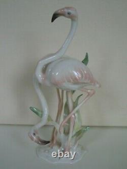 Art Deco Hutschenreuther-rosenthal Porcelain Flamingo Couple Bird Figurine