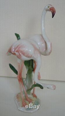 Art Deco Hutschenreuther-rosenthal Porcelain Flamingo Couple Bird Figurine