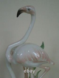 Art Deco Hutschenreuther-rosenthal Porcelain Flamingo Couple Bird Figurine