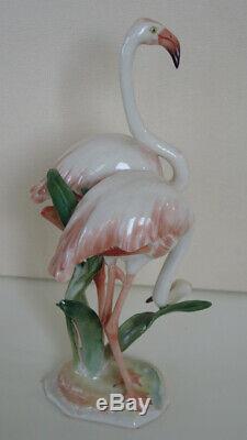 Art Deco Hutschenreuther-rosenthal Porcelain Flamingo Couple Bird Figurine