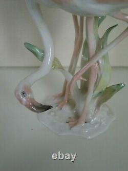 Art Deco Hutschenreuther-rosenthal Porcelain Flamingo Couple Bird Figurine