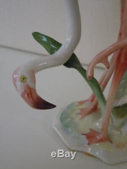 Art Deco Hutschenreuther-rosenthal Porcelain Flamingo Couple Bird Figurine