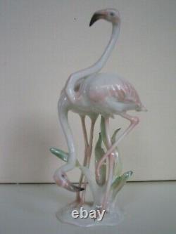 Art Deco Hutschenreuther-rosenthal Porcelain Flamingo Couple Bird Figurine