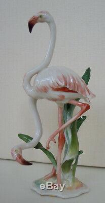 Art Deco Hutschenreuther-rosenthal Porcelain Flamingo Couple Bird Figurine