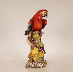 Art Deco Italian Majolica Parrot Ceramic Animal Figurine Macaw bird sculpture