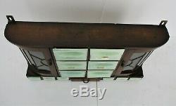 Art Deco Kitchen Spice Herbs Rack Cabinet Porcelain Wood Exquisite Leaded Glass