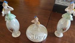 Art Deco Ladies Dresser Bavarian Porcelain Vanity Set 2 Perfumes + Powder Jar