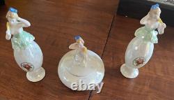 Art Deco Ladies Dresser Bavarian Porcelain Vanity Set 2 Perfumes + Powder Jar