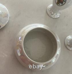 Art Deco Ladies Dresser Bavarian Porcelain Vanity Set 2 Perfumes + Powder Jar