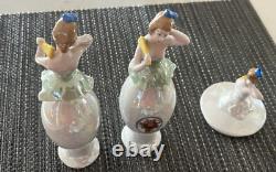 Art Deco Ladies Dresser Bavarian Porcelain Vanity Set 2 Perfumes + Powder Jar
