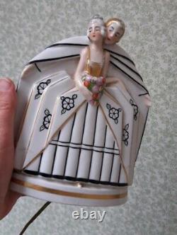 Art Deco Lady Boudoir Night light Perfume lamp 1920s French Porcelain The Lovers