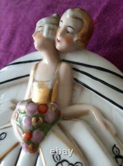 Art Deco Lady Boudoir Night light Perfume lamp 1920s French Porcelain The Lovers