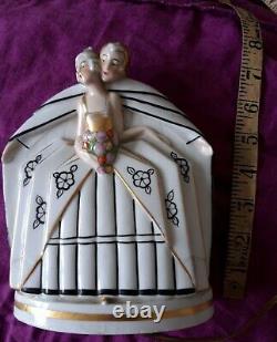 Art Deco Lady Boudoir Night light Perfume lamp 1920s French Porcelain The Lovers