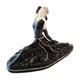 Art Deco Lady Dancer Figurine Black Porcelain 24k Gold Accent Split Ballet Pose