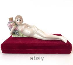 Art Deco Lady Perfume Bottle Woman Figurine No Crown Top Porcelain Vtg Germany
