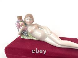 Art Deco Lady Perfume Bottle Woman Figurine No Crown Top Porcelain Vtg Germany
