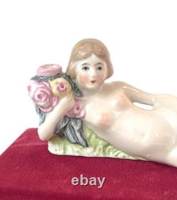 Art Deco Lady Perfume Bottle Woman Figurine No Crown Top Porcelain Vtg Germany