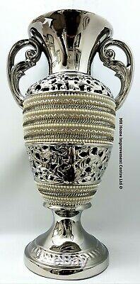 Art Deco Large Italian Style Beaded Silver Decorative Jug Vase 64cm Sparkly