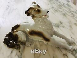 Art Deco Laughing Smiling Borzoi Collie Lassie Wolfhound Porcelain Dog Figurine