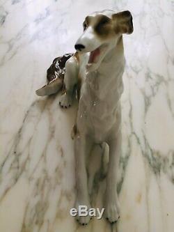 Art Deco Laughing Smiling Borzoi Collie Lassie Wolfhound Porcelain Dog Figurine