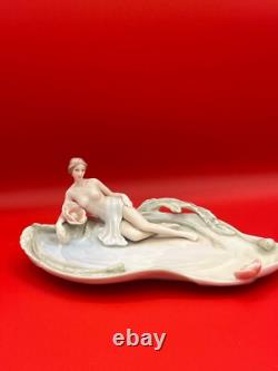 Art Deco Laying Maiden On Porcelain Tray