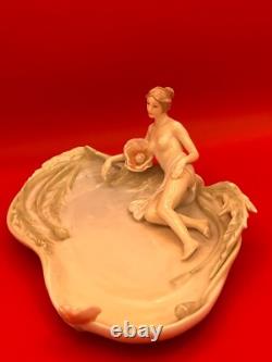 Art Deco Laying Maiden On Porcelain Tray