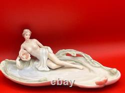 Art Deco Laying Maiden On Porcelain Tray