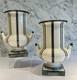 Art Deco Lenox Silver Overlay Stripe Pair Urns Vases 8 C 1930's