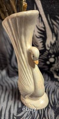 Art Deco Lusterware Porcelain Swan Vase with iridescent Rosenthal Netter MCM