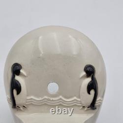 Art Deco MCM White Porcelain Wall Sconce Penguins Theme Porcelier Kids Room