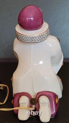 Art Deco Magenta and White Porcelain Pierrot Perfume Lamp by Aladin