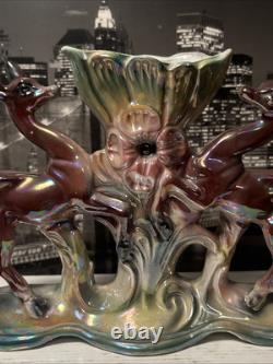 Art Deco Mid Century Mantle Deer Ceramic Porcelain Figurine Vase 1930s Italy EUC