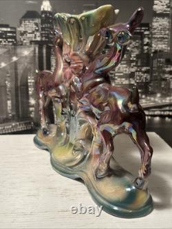 Art Deco Mid Century Mantle Deer Ceramic Porcelain Figurine Vase 1930s Italy EUC