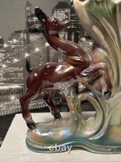 Art Deco Mid Century Mantle Deer Ceramic Porcelain Figurine Vase 1930s Italy EUC