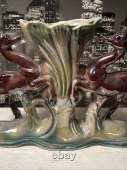 Art Deco Mid Century Mantle Deer Ceramic Porcelain Figurine Vase 1930s Italy EUC