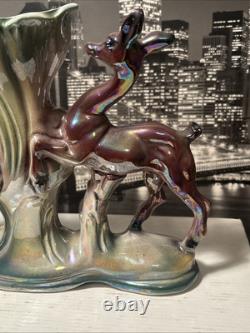 Art Deco Mid Century Mantle Deer Ceramic Porcelain Figurine Vase 1930s Italy EUC