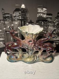 Art Deco Mid Century Mantle Deer Ceramic Porcelain Figurine Vase 1930s Italy EUC