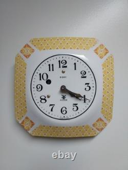 Art Deco Miller 8-Day Porcelain Yellow Octagon Wall Clock Plate 9 Includes Key
