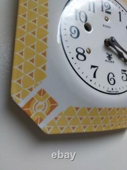 Art Deco Miller 8-Day Porcelain Yellow Octagon Wall Clock Plate 9 Includes Key